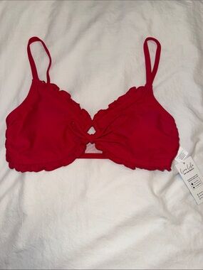 Cupshe Red Ruffled Bikini Top Medium